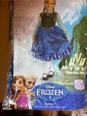 Disney Frozen Anna Girls' Blue Dress Costume Princess Halloween
